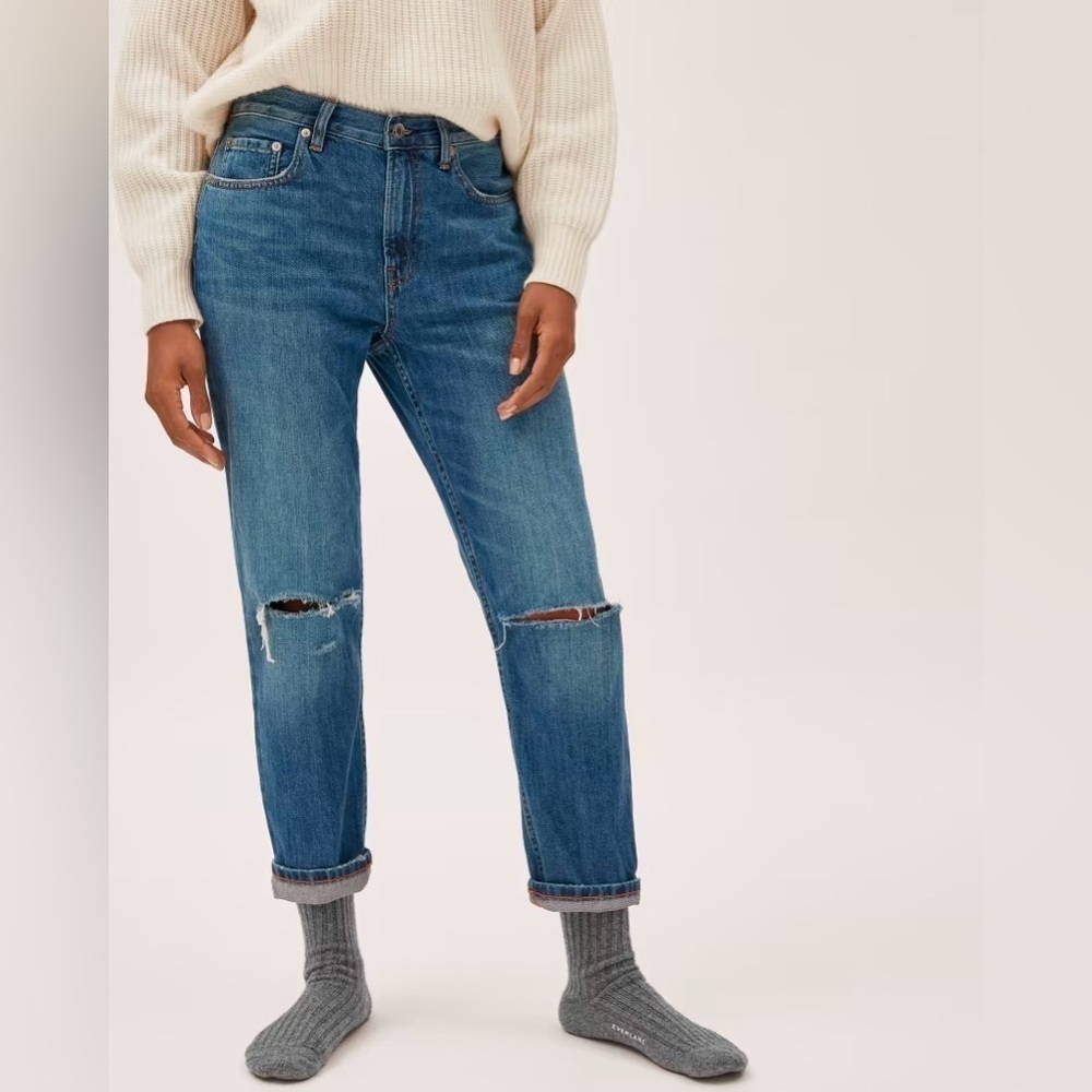 Everlane The Super-Soft Relaxed Summer Jean Distressed Indigo‎ 24 R